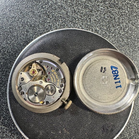 Vintage Zenith Movado Swiss Watch 1950's Stainless Steel Case has Gold Plating - Picture 11 of 11